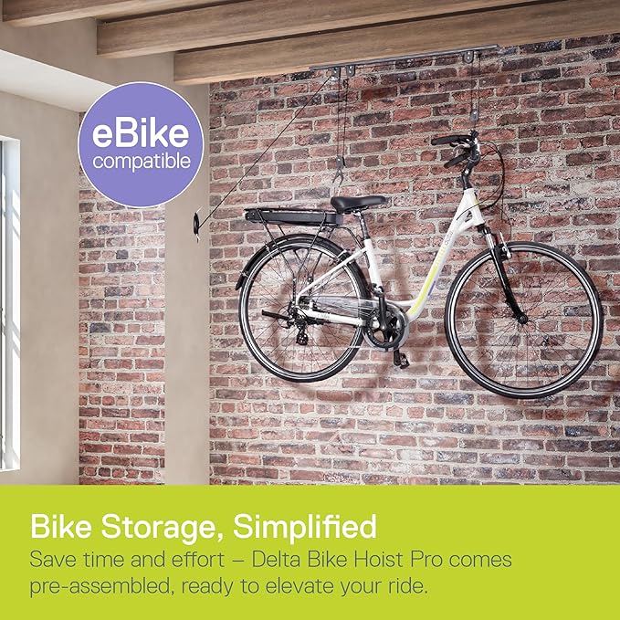Bike Hoist- Heavy Duty for Space Saving - Road, Commuter & Mountain Bikes, Holds Kayaks & Ladders - No-Hassle Installation for Quick & Easy Access