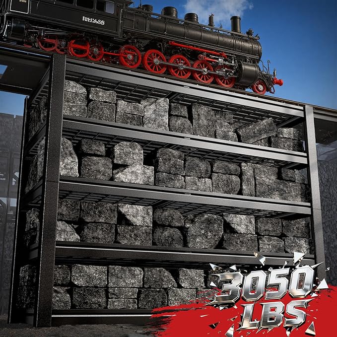 55.1" W Metal Shelving 5 Tier Garage Shelving 3050LBS Storage Shelves Adjustable Garage Shelves Industrial Metal Shelf for Basement Warehouse Shop Supermarket 55.1" W x 25.8" D x 78.1" H