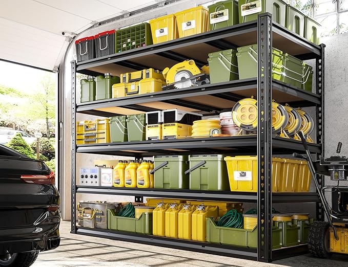 59.9" W Garage Shelves 2230LBS Metal Shelving, 5 Tier Adjustable Garage Storage Shelves, Heavy Duty Shelving for Storage, Basement, Warehouse, Pantry, Kitchen, 59.9"W x 24.1"D x 72.1"H, Black, 2 Pack
