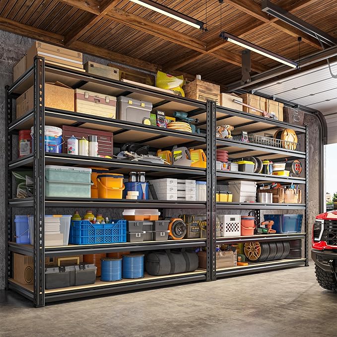 55" W Storage Shelves, 3060LBS Garage Shelving, 6-Tier Heavy Duty Shelving, Adjustable Metal Shelving Unit for Garage, Warehouse, Pantry, Kitchen, 55" W × 24" D × 84" H, Black