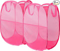 Foldable Mesh Popup Laundry Hamper,Laundry Basket Easy to Open and Fold for Dorm,Travel, College Dorms, and More (2 pink)