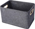 Collapsible Storage Bins Foldable Felt Fabric Storage Basket Organizer Boxes Containers with Handles Metal Handles for Nursery Toys,Kids Room,Clothes,Towels,Magazine (Dark grey）