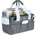 JJRING Craft Organizer Tote Bag, Art Storage Caddy with Multiple Pockets, Grey Sewing Bag for Art, Craft, Scrapbooking, Medical, and Office Supplies Storage