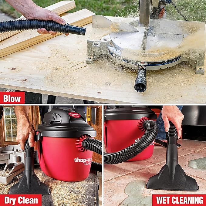 Shop-Vac 2.5 Gallon 2.5 Peak HP Wet/Dry Vacuum, Portable Compact Shop Vacuum with Collapsible Handle Wall Bracket & Multifunctional Attachments for Home, Jobsite. 2036000