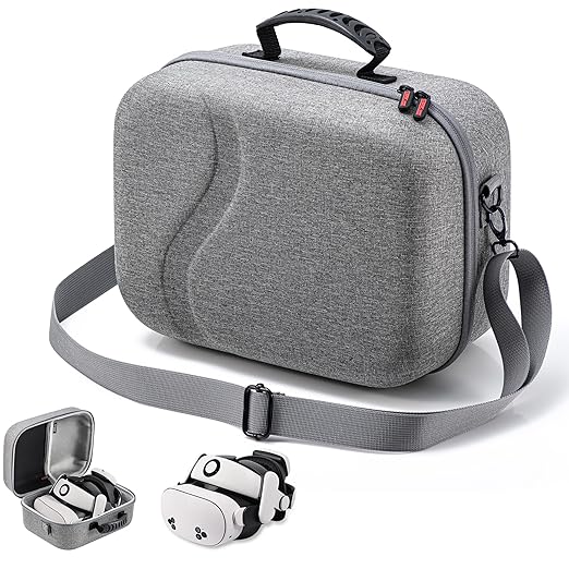 Large Carrying Case for Meta Quest 3/Quest 3S, Compatible with BOBOVR S3 Pro/Kiwi Design Battery Head Strap, Controllers & Accessories, Portable Hard Travel Case for Oculus Quest 3/3S Gray