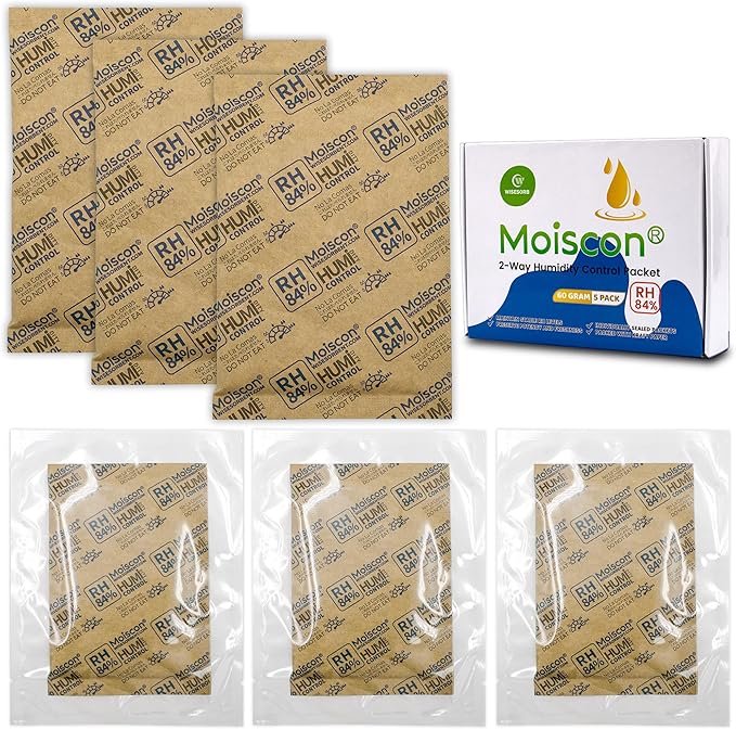84% Two-Way Humidity Control Packs for Storing 1 lb – Size 60 – 50 Pack – Seasoning Packets Moisture Control Packets Individually Wrapped, Humidifier Packs for Season Wood Humidifier Boxes