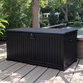 230 Gallon Outdoor Storage Box Waterproof, Extra Large Plastic Outside Deck Box Weatherproof, Resin Patio Storage Bin with Lock and Lids for Pool Equipment and Cushion, Black