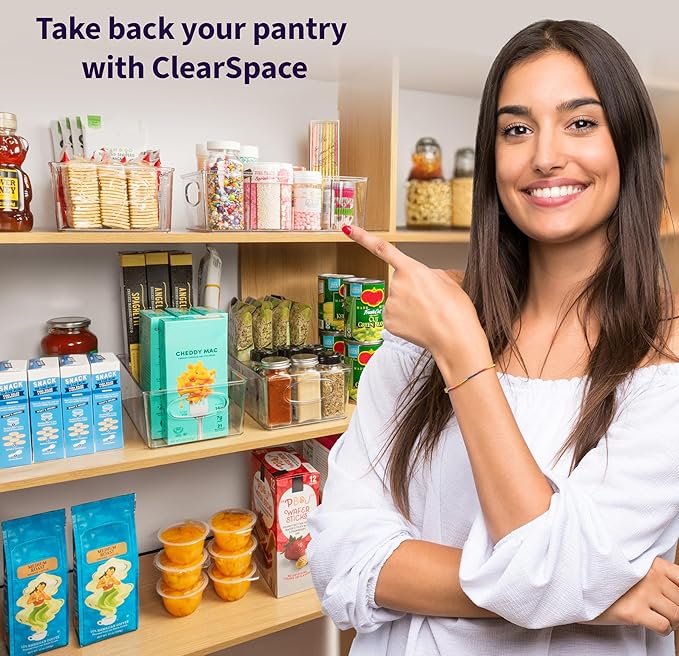 ClearSpace Pantry Organizers and Storage with Removable Dividers – Pantry Organization and Storage Bins or Kitchen and Fridge Organizer – Refrigerator Organizer Bins, Snack Organizers (2 Pack)