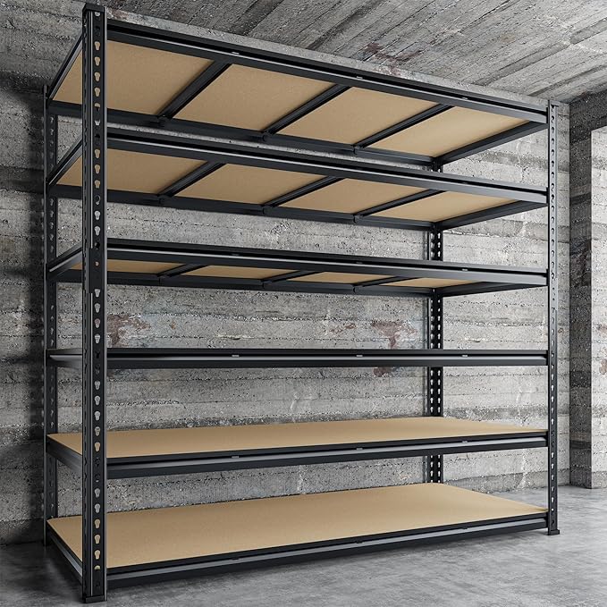 83.8"H Garage Shelving 59.8"W Metal Shelving 3000LBS Storage Shelves Heavy Duty Garage Shelves Adjustable 6 Tier Metal Shelf for Basement Warehouse Pantry Supermarket 59.8"W x 24"D x 83.8"H