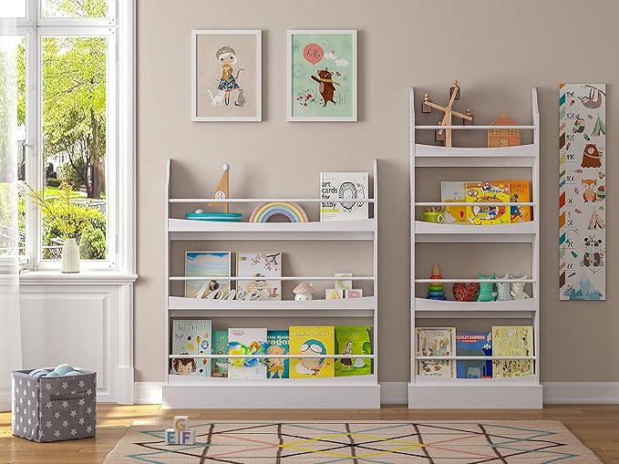 UTEX Kids Bookshelf,4 Tiers Children's Bookcases and Storage, Kids Bookcase Rack Wall for Bedroom,Study Living Room,White