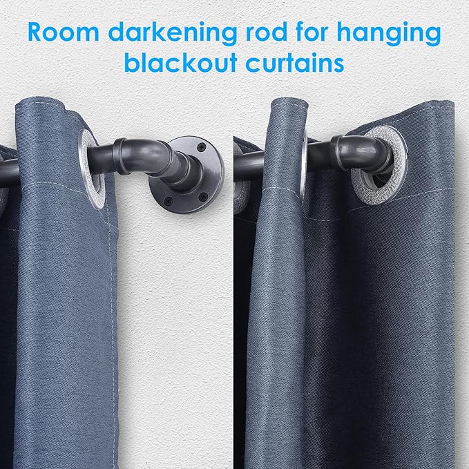 Industrial Curtain Rods - 1 inch, Grey, 30-144" - Set with Brackets, Suitable for Windows 66 to 120, Outdoor & Indoor Use