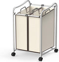 Simple Houseware 2-Bag Heavy Duty Rolling Laundry Sorter Cart, Chrome – 2 Section Removable Bags and Lockable Wheels for Laundry Room Organization