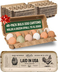 Hatortempt Reusable Paper Pulp Egg Cartons - 48-Pack, 12-Count - Pre-Printed Cartons for Date Labeling - Versatile Egg Baskets for Market & Home - Biodegradable Bulk Packs for Easy Transport