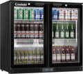 Coolski Back Bar Cooler Commercial Undercounter Refrigerator with 2 Glass Door, Bar Beverage Refrigerator for Beer Soda Wine 7.0 Cu.Ft. Capacity LED Lighting ETL NSF Approved, Black