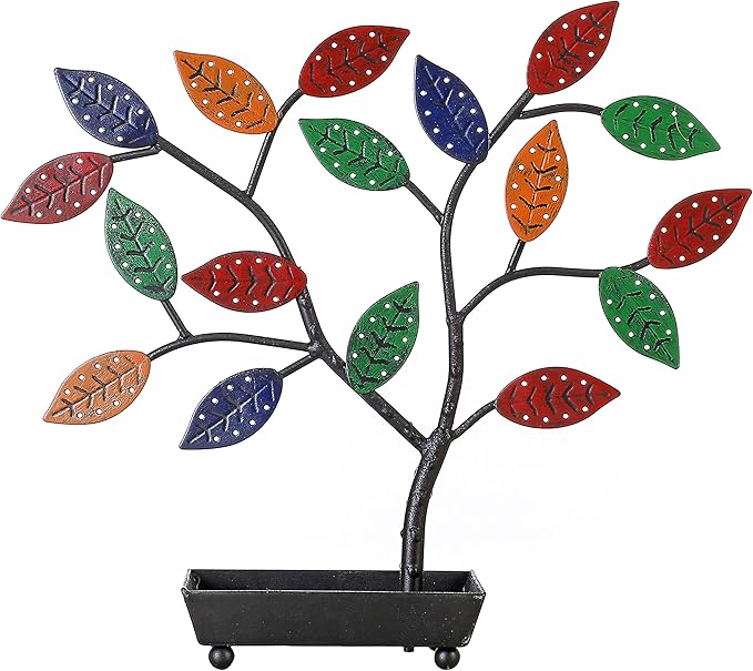 MyGift Jewelry Tree w/Bird Nest 48 pair Earrings Holder, Bracelets/Necklace Organizer Stand (Multicolored Metal)