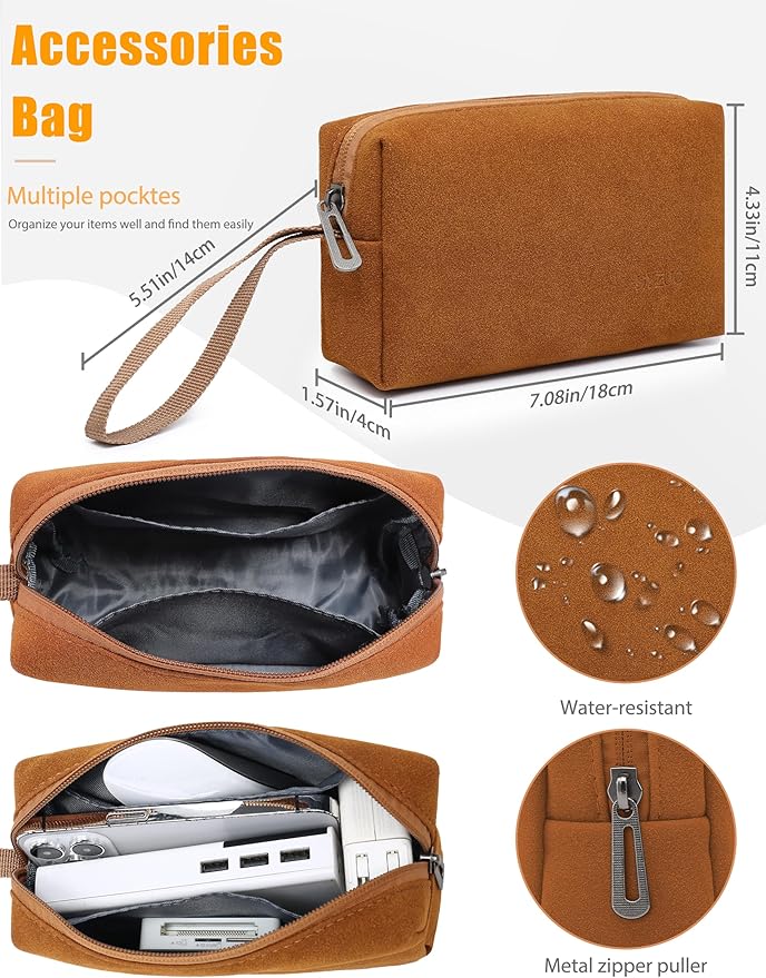 HYZUO 15-16 Inch Laptop Sleeve Bag with Adjustable Stand Feature for MacBook Pro 16 M4/M3/M2/M1 2025-2019, XPS 15, MacBook Pro 15 2015-2012, Case with Pouch, Brown
