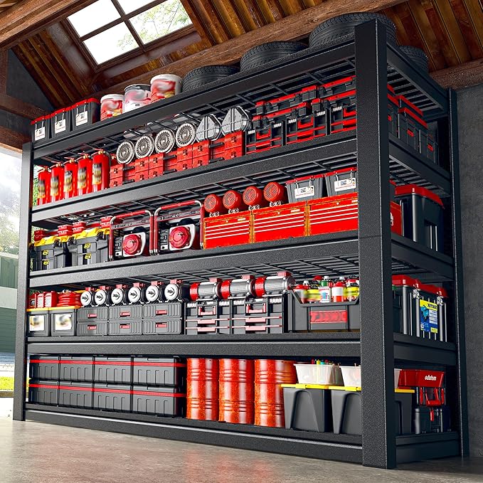 48" W Metal Shelving 5 Tier Garage Shelving 3000LBS Storage Shelves Adjustable Garage Shelves Industrial Metal Shelf for Basement Warehouse Shop Supermarket 48" W x 24.1" D x 72" H