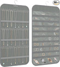 Hanging Jewelry Organizer Storage, 40 Pockets 36 Hooks Necklace Earring Necklace Bracelet Ring Organizer, Double - Sided Design, Grey
