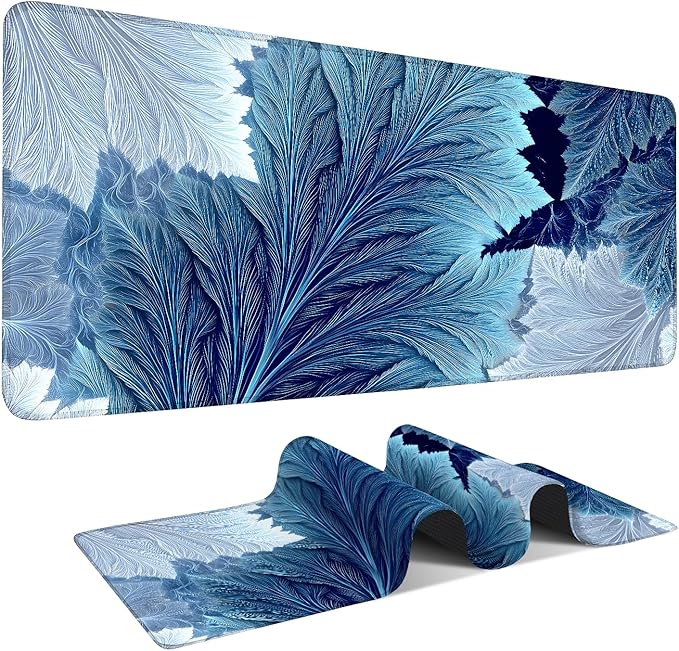 Leaves Gaming Mouse Pad 35.4"x15.7"Desk Mat Anti-Slip Rubber Base & Durable Stitched Edges for Gamers Smooth Mouse Writing Surface for Desk Office/Home