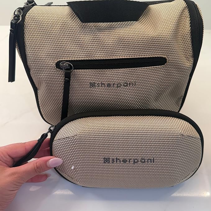 Sherpani Mini Co-Pilot, Travel Cable Bag, Cord Storage Organizer, Small Tech Pouch, Accessory Carrying Case, Travel Gift for Women (Straw)
