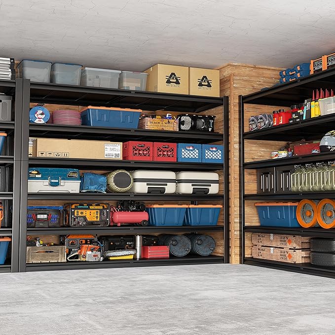 REIBII 84.1" H Garage Shelving, 3500LBS Storage Shelves Heavy Duty, Adjustable 6-Tier Metal Shelving for Commercial, Warehouse, Basement, Garage,Shop, 55.1" W x 25.8" D x 84.1" H