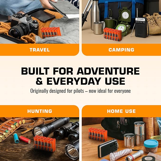 AA Battery Storage Caddy by Storacell, Orange, Holds 12 Batteries (Not included)