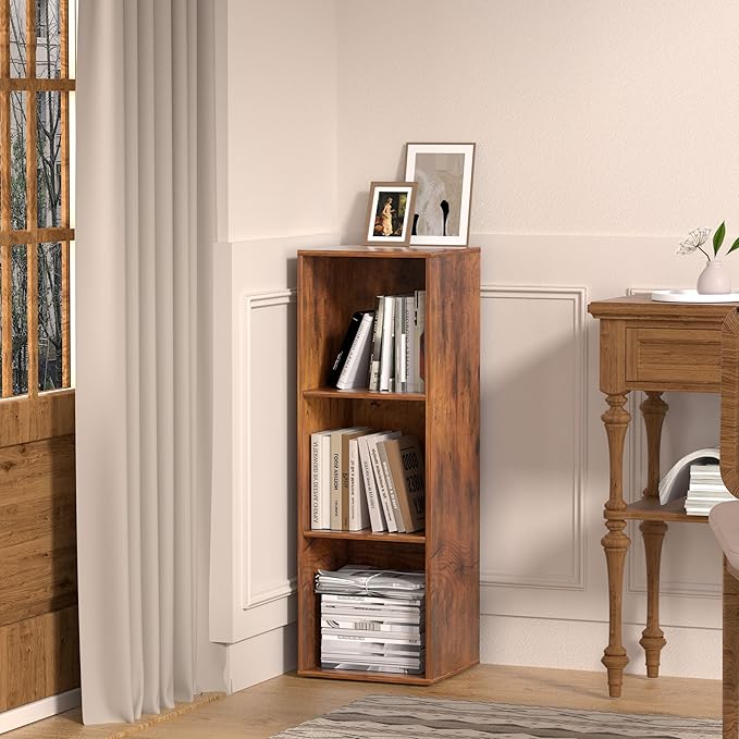 3 Cube Storage Organizer, 3 Tier Cube Low Bookcase Freestanding Storage Display Organizer for Home Office, Three-Cubes Open Shelf Short Bookshelf (Retro Brown, 3 Cube)