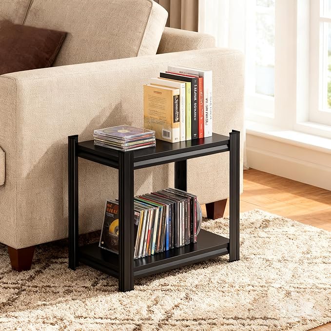 2-Tier End Table, Sofa Side Table for Small Space with Storage Shelf, Couch Table & Nightstand for Living Room, Bedroom, Office,22''H×16''W×12''D