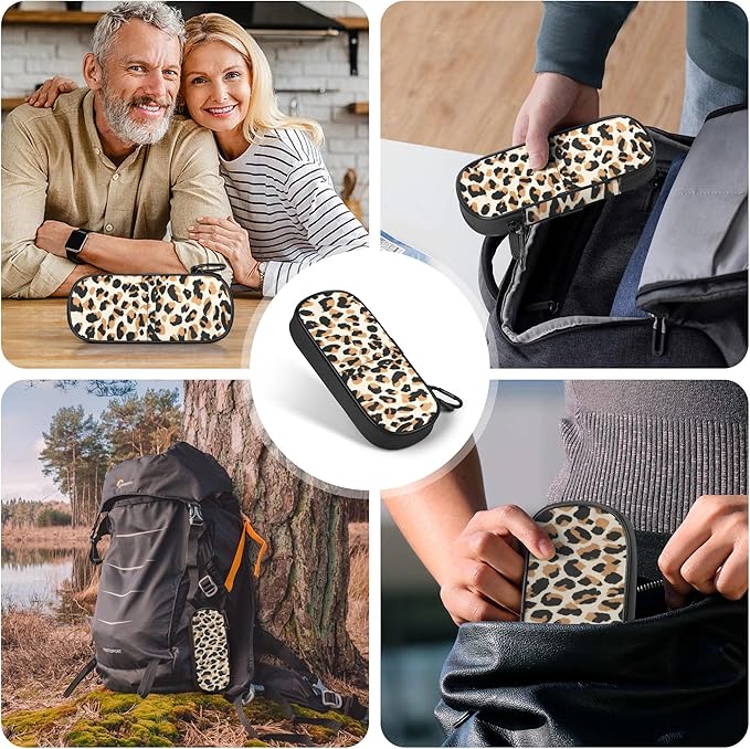 Insulin Cooler Travel Case Diabetic Medication Insulated Cool Organizer with 2 Reusable Ice Packs for Insulin Pen and Other Diabetic Supplies, for The Daily Life and Trip, Leopard Print
