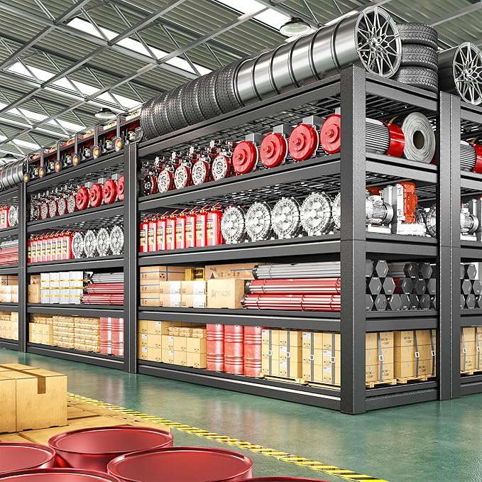 48" W Metal Shelving 5 Tier Garage Shelving 3000LBS Storage Shelves Adjustable Garage Shelves Industrial Metal Shelf for Basement Warehouse Shop Supermarket 48" W x 24.1" D x 72" H