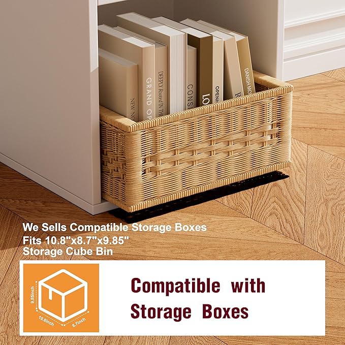 Book Shelf, Wooden Cube Storage Organizer with 11" Open Cubes, Stackable Modular Bookcase for Room Divider Storage, 3 Tier Bookshelf for Living Room, Bedroom, Office (White, 3-Cube)