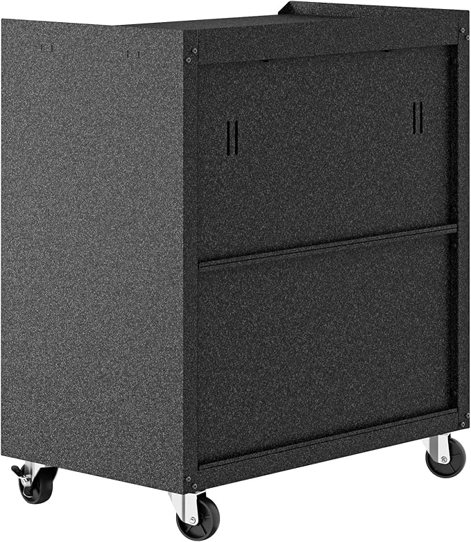 Manhattan Comfort Fortress Rolling 2 Door Garage Storage Cabinet, Black/Gray