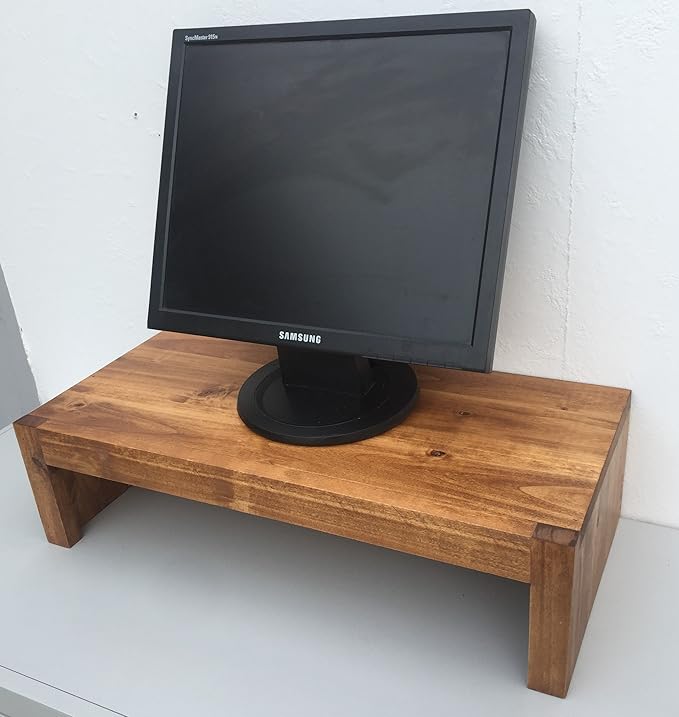 Ideas to Home Computer Monitor Riser Solid Albus Wood (15" W x 10" D x 5" H, Cherry)