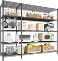 70.8H Wire Shelving Rack, 5Tier Metal Shelving Unit,1400LBS Heavy Duty Storage Shelves,Adjustable Pantry Shelves, Metal Shelf and Storage Rack,Industrial Shelving 52.36W x13.78Dx70.8H,Black
