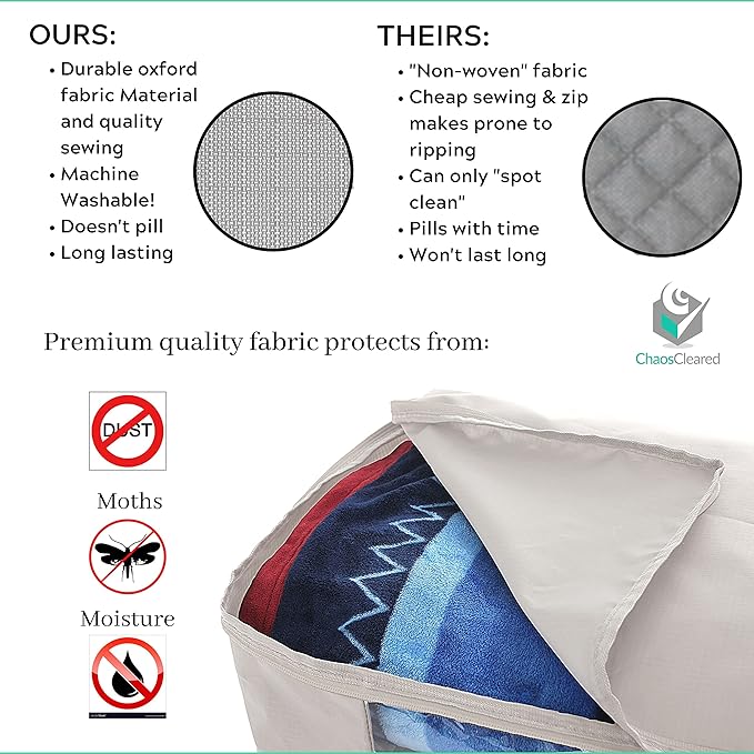 Under Bed Storage Containers for Toys, Clothes, Shoes etc. Underbed Organizer Bag that slides Under the bed without friction or wheels. Low profile 6 height is great for under the couch or other