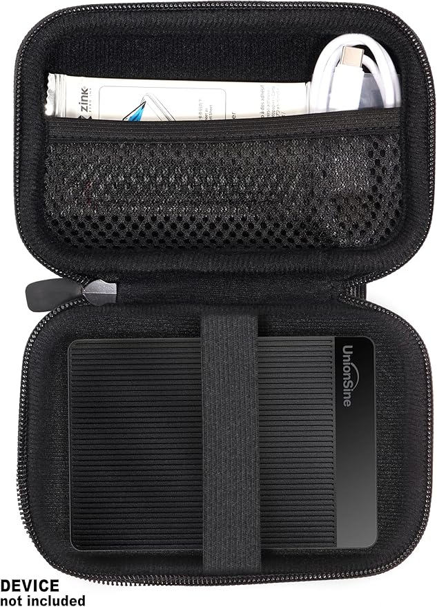 Getgear Portable Case Compatible with UnionSine Ultra Slim Portable External Hard Drive 1TB, 4TB, 750GB and All Others (Black)