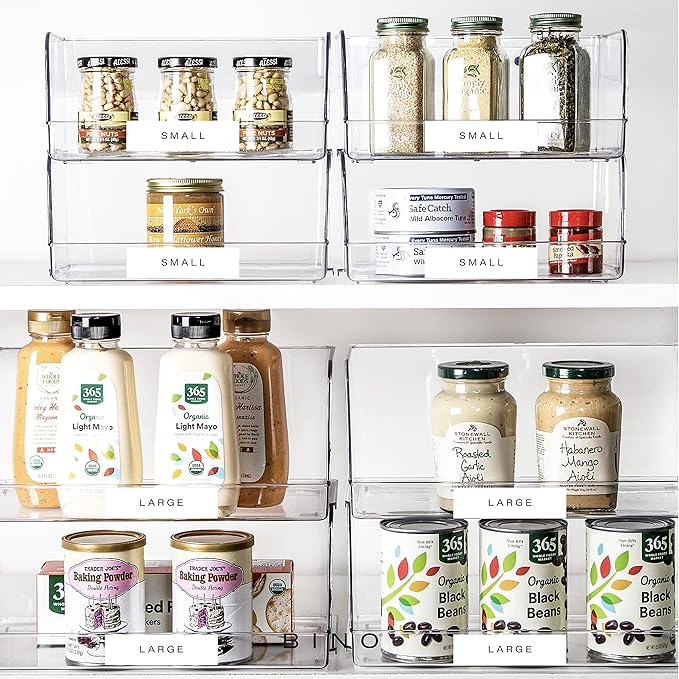 BINO | Stackable Plastic Storage Bins, Medium - 12 Pack | THE MYRIAD COLLECTION | Multi-Use Organizer Bins | BPA-Free | Pantry Organization | Home Organization | Fridge Organizer | Freezer Organizer