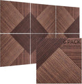 TO-TH Acoustic Panels for Wall and Ceiling - 6 Pack 2'x2'x0.4",Self-Adhesive 3D UV Printing Decorative Wall Panels with Wood Look,Red Sandalwood