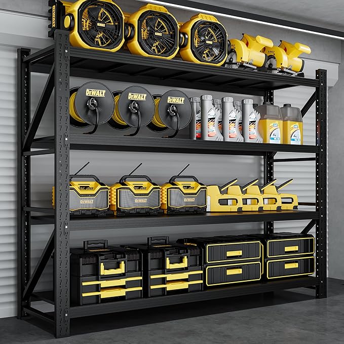 7000LBS Metal Garage Shelving Unit 79" W Storage Shelves Heavy Duty 4 Tier Adjustable Garage Storage Racks Industrial Shelving Utility Rack Shelf for Warehouse/Basement 79" Wx24 Dx79 H