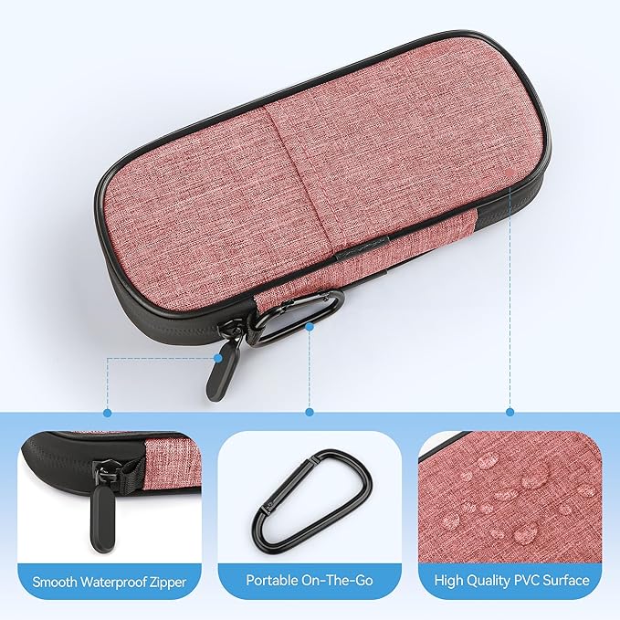 Insulin Cooler Travel Case Diabetic Medication Insulated Cool Organizer with 2 Reusable Ice Packs for Insulin Pen and Other Diabetic Supplies, for the Daily Life and Trip(Pink)
