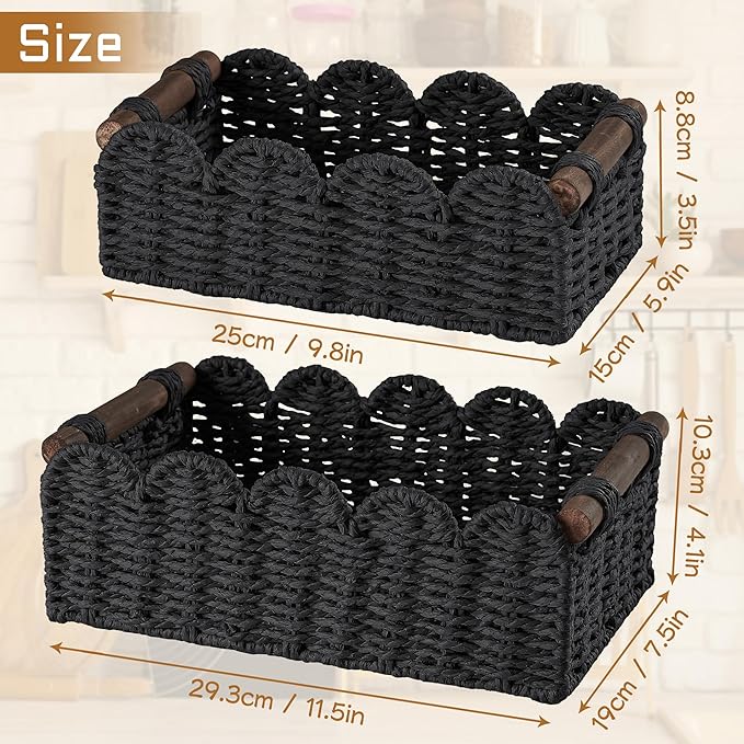Storage Basket Wicker Baskets for Organizing Toilet Paper Storage Basket for Toilet Tank Top,Black