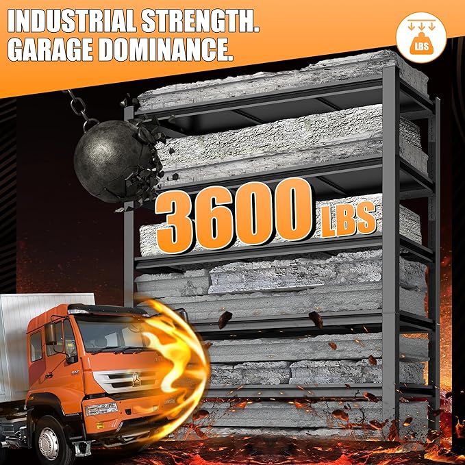 51.2" W Storage Shelves 3600lbs Garage Metal Shelving Heavy Duty Garage Shelves Adjustable Storage Shelves for Industrial, Factory,51.2" W X 23.6" D X 47.2" H