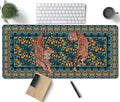 Vintage Floral Tiger Large Mouse Pad, Vintage Aesthetic Gaming Desk Mat, XXL Keyboard Desk Pad Mat for Desktop, 35.4"x15.7" Non-Slip Base Big Mousepad with Stitched Edges