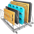 LYNK PROFESSIONAL® Pull Out Cutting Board, Cookie Sheet, and Baking Pan Organizer Rack - Lifetime Ltd. Warranty - Slide Out Kitchen Cabinet Organizers – 14W x 21D - Pullout Shelf, Extra-Large, Chrome