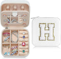 Parima Small Jewelry Box for Girls, Initial Jewelry Boxes for Girls | Small Jewelry Organizer | Travel Jewelry Case -Initial H -White