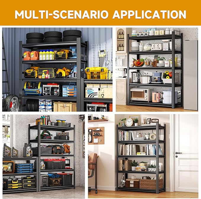 Metal Shelving, Garage Shelving Unit and Storage,Adjustable Storage shelves, 3000LBS Storage Steel Shelving, for Kitchen Warehouse Pantry Commercial Use, Basement (24"D x 48"W x 55"H-4 Tier)