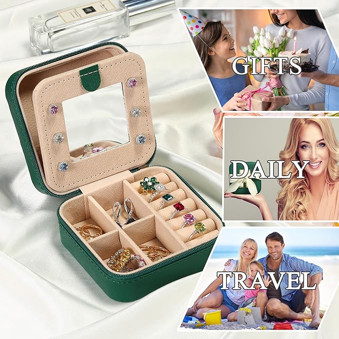 Parima House Warming Gifts New Home - Personalized Green Jewelry Holder Organizer for Travel | Preppy Stuff & Room Decor for Teen Girls | Travel Jewelry Case - Letter N