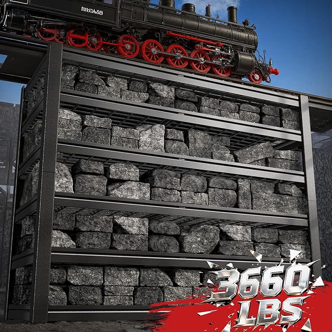55.1" W Metal Shelving 6 Tier Garage Shelving 3660LBS Storage Shelves Adjustable Garage Shelves Industrial Metal Shelf for Basement Warehouse Shop Supermarket 55.1" W x 25.8" D x 84.1" H