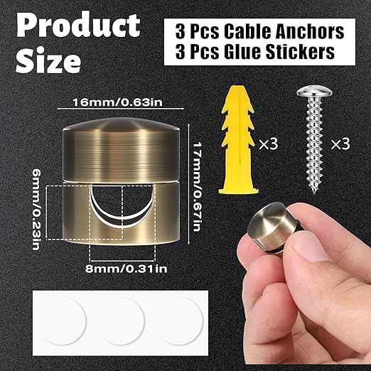 SHENLIU 3 Pcs Cable Anchors for Desk, Adhesive Charger Holders for Cords, Adjustable Cord Holder Cable Clips Cables Management Wire Organizers for Nightstand Desk Office