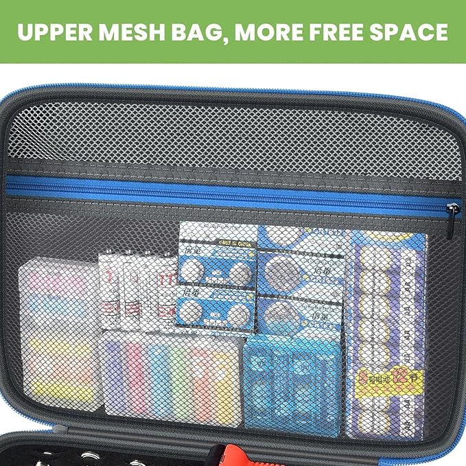 ALKOO Battery Organizer Storage Holder Case Box with Tester Checker BT-168. Holds 136+ Batteries AA AAA C D Cell 9V 3V Lithium (Blue)